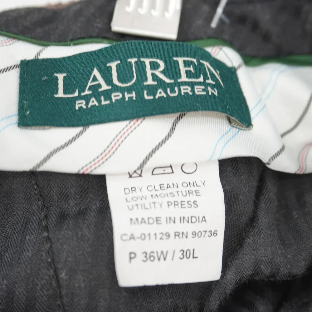 Lauren Ralph Lauren Mens Brown Glen Plaid Dress Pants Trousers 36W x 30L